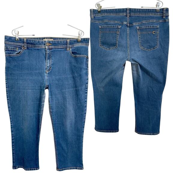 Chicos Crop Jeans 2.5 (14) 36x23 Mid Wash/Rise Stretch Denim Everyday Beach Y2k - Picture 1 of 13